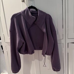 Purple Cropped Fleece Jacket